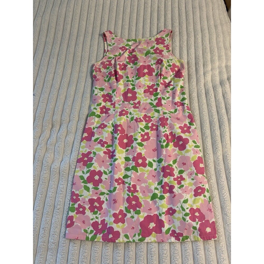 Vintage Liz Claiborne Floral Sleeveless Shift Dress Womens 4 Small Pink Green